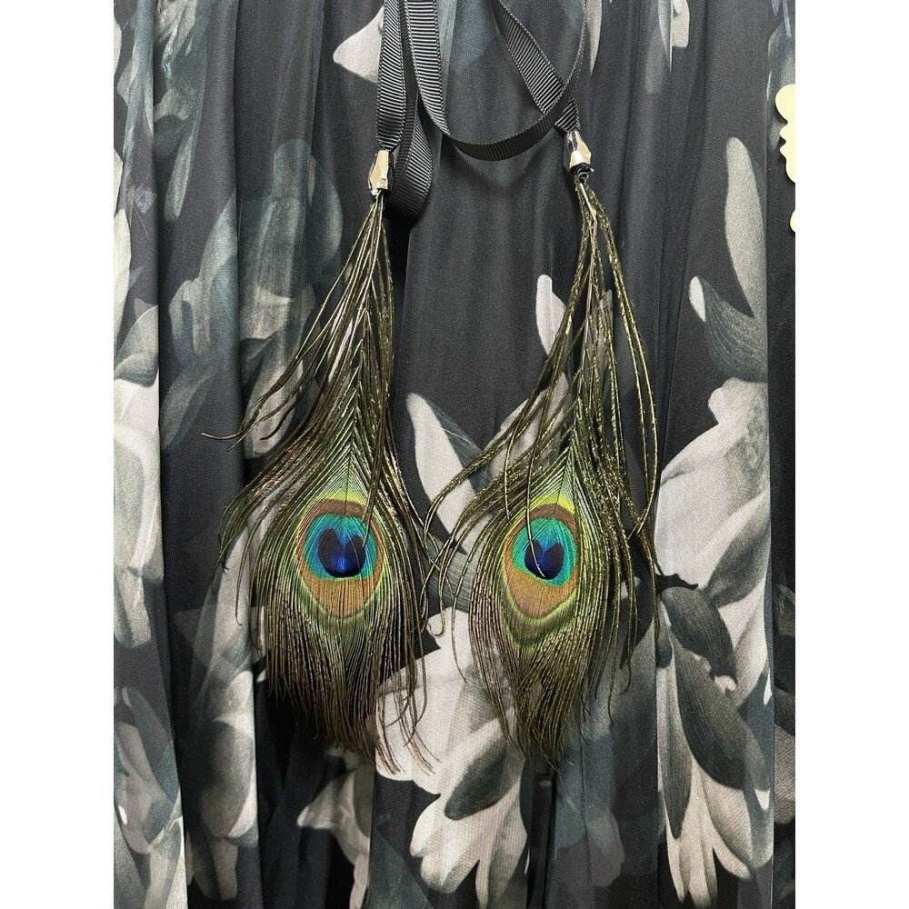 Afibi Gray Floral Maxi Skirt M Sheer Festival Ethereal Boho Goth Witchy Cottage - Picture 4 of 12